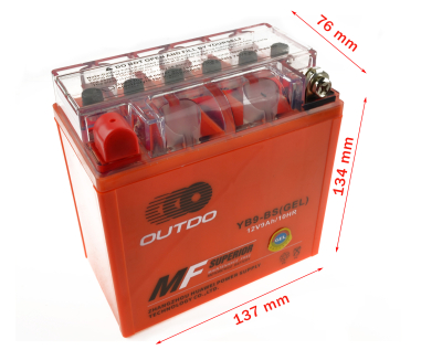 АКБ OUTDO GEL 12В 9А-ч (YB9-BS) 137*76*134 (2024 г.)