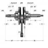 Коленвал ZS1P52FMI(C120) 153FMI (52,4*55,5) p=13 mm 125см3 TTR125