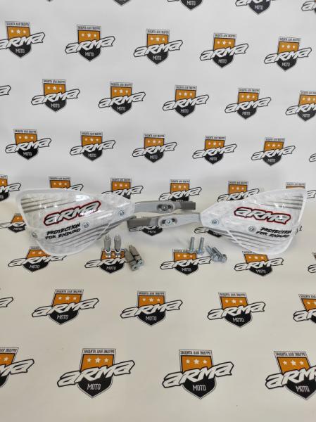 Защита рук с креплениями к рулю FatBar (белые щитки)