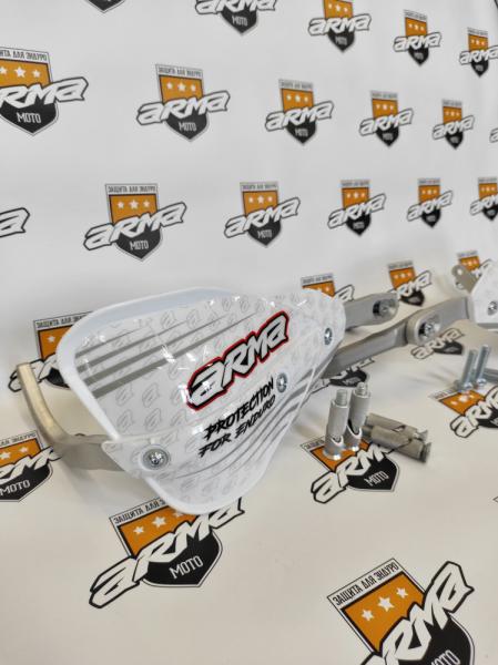 Защита рук с креплениями к рулю FatBar (белые щитки)