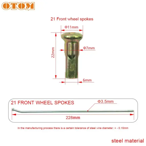 Спицы + ниппель 21" (компл.=36шт) ОТОМ (сталь)