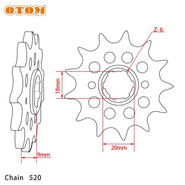 Звезда ведущая 520-13 OTOM (CG/CB,вал 20 мм)
