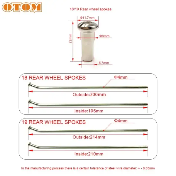Спицы + ниппель 18" (компл.=36шт) ОТОМ (сталь)