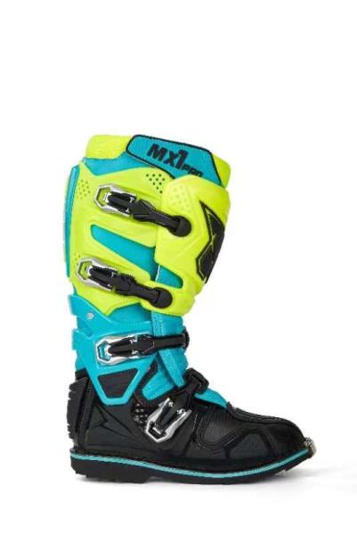 Мотоботы TIGER MX1 PRO шарнирные (черный/синий/салатовый)
