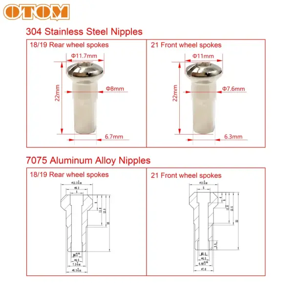 Спицы + ниппель 21" (компл.=36шт) ОТОМ (алюминий)